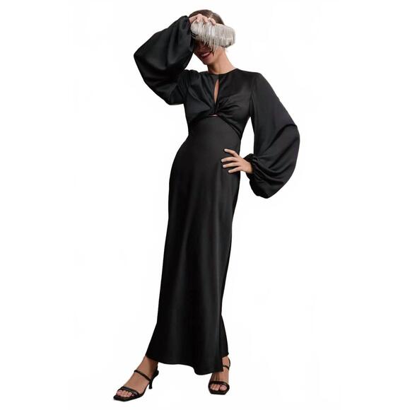 NEW SIGNIFICANT OTHER demi backless long sleeve dress in black NEW SIGNIFICANT OTHER demi backless long sleeve dress in black